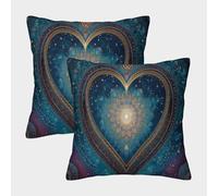 kaiyun Paquet De 2 Housse De Coussin 40x40cm,taie d'oreiller Décorative Effet Visuel du Mandala Cœur,adaptée Au Canapé,au Salon,à La Chambre À Coucher,à L'extérieur