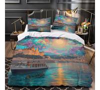 kaiyun Parure De Lit Danube River, Housse De Couette en Microfibre Imprimée en 3D, Literie avec Taies d'oreiller pour Enfants Adolescents Super King(260x220cm)