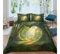 kaiyun Parure De Lit Housse De Couette Motif Arche en Forme de cœur dans la forêt 3D, Imprimé Paysage Fantastique de la Nature 3 Pièces, Literie en Microfibre pour Enfants Super King（260x220cm）
