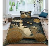 kaiyun Parure De Lit Housse De Couette Motif Char de Freya, déesse navige de l'amour 3D, Imprimé 3 Pièces, Literie en Microfibre pour Enfants Single（135x200cm）