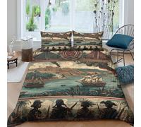 kaiyun Parure De Lit Images of The Spanish-Maya Colonial War in The Americas Motif King（220x240cm） Housse De Couette avec Taies d'oreiller 3D Imprimé Literie en Microfibre,pour Adultes Enfants