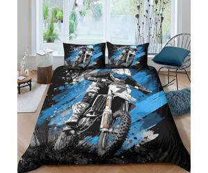 kaiyun Parure De Lit Imprimé Pilote de Motocross, Housse De Couette 3D Sports d'action, avec Taies d'oreiller en Microfibre en Microfibre avec Fermeture King（220x240cm）