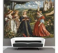 kaiyun Paysages de la Renaissance Tapisserie,Figures élégantes, jardins et architecture classique À Suspendre Au Mur,Décoration Murale Pour Chambre Dortoir Fête 180cmx230cm