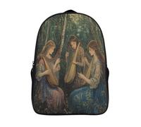 kaiyun Peinture à l'huile pastorale abstraite Sacs À Dos,imprim É 3D Cartable Beautiful Femme Playing Harp And Lute in The Forêt Sac Mode Pour Maternelle Ou Primaire 16 inch