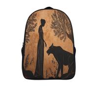 kaiyun Peinture grecque Sac À Dos Filles Cartable Enfants Garçons 16 inch Grande Capacité Adolescents The Story of The Lion And The Loup Sac De Voyage Scolaire Poids Léger