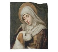 kaiyun Peinture Religieuse Classique : Sainte accompagnée de Son Chien Couverture en Velours Imprimée 3D Douce Et pour Adolescent Et Adultes Adaptée Au Lit Et Au Canapé 70x80inch(180x200cm)