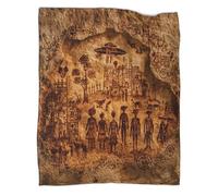 kaiyun Peintures rupestres, Civilisation villageoise Primitive Est Douce,Confortable Et Chaude, Couverture Jetée Motif 3D,Le Lit Adapté Aux Adultes Et Aux Adolescent 80x90inch(200x230cm)