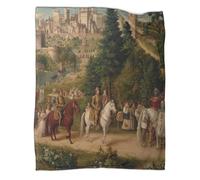 kaiyun Période de la Renaissance : Chevaliers, chérubins et châteaux Plaids Doux Et Chauds Couverture Imprimée pour Lits Et Canapés 40x50inch(100x130cm)
