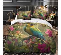 kaiyun Perroquet dans Une forêt Tropicale Set Housse De Couette Literie Housse en Microfibre De Couette avec Taies d'oreiller, Impression 3D Super King（260x220cm）