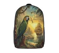 kaiyun Perroquet sur une brancheSacs À Dos Pour Enfants École,Art d'aventure tropicale Grande Capacité Adolescents Sac À Garçons Filles Voyage 17inch