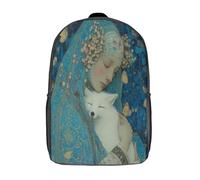 kaiyun Petit renard blanc sacré tenu dans les bras d'une femme Femme Sac À Dos Garçons École Sacs Cartable Daypacks Adulte Fashion Décontracté Bag College Pack 17inch