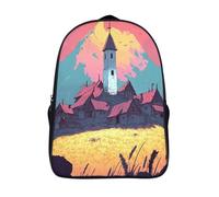 kaiyun Petit village médiéval Sac A Dos Scolaire,Petite église avec clocher Cartable Fille Garçons Enfant,Adolescent Loisir Voyage Utilisation Quotidienne 16 inch