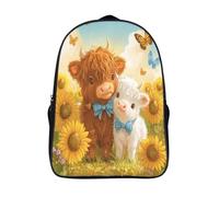 kaiyun Petite vache mignonne des Highlands Sacs À Dos,3D Imprimé Dessin animé Illustration Étudiant Cartable Garçons Filles Livre Sac Pour Maternelle Ou Primaire 16 inch