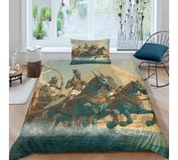 kaiyun Pharaon égyptien Antique sur Un Char Parure De Lit Housse De Couette en Microfibre + Taies D'oreillers, 3D Imprimé De Sets De, pour Filles Garçon Single（135x200cm）