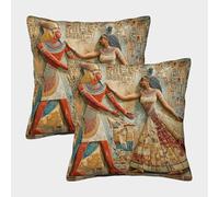 kaiyun Pharaon et Reine de l'Égypte Antique en Train de Danser Taie d'oreiller Imprimé Maison Salon Chambre Housses De Coussin 45x45cm Paquet De 2