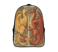kaiyun Phénix And Dragon Fighting for The Same Sword Sacs À Dos,Illustration médiévale Cartable Avec Boucle De Réglage Pour Garçons Et Filles,16 inch Léger Décontracté Sac De Voyage