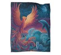 kaiyun Phénix, White Cat, Elegant Dolphin Couverture Imprimée en 3D Édredon en Peluche Douce pour Lits Et Canapés De Vacances,50x60inch(127x152cm)