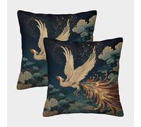 kaiyun Phénix with Long Tail Flying Across The Night Sky Taie d'oreiller Imprimé Maison Salon Chambre Housses De Coussin 50x50cm Paquet De 2