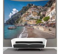kaiyun Plages de la côte amalfitaine, villages perchés sur des falaises Tapisserie, Tenture Murales Pour Chambre Esthétique,décoration De La Maison Pour Le Salon 150cmx200cm