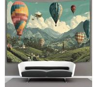 kaiyun Plantation de thé vert, montgolfière Tapisserie Murale Tentures Murales Pour Salon Tenture Murale Décorative Pour Chambre 130cmx150cm