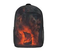 kaiyun Portrait viking, drakkar englouti par les flammes Décontractée Sac À Dos Enfants Cartables Fille Garçons Sac D'école Pour Scolaire Ou Voyage 17inch