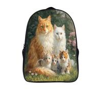kaiyun Portraits de famille de chats réconfortants Sac À Dos D'école Imprimé 3D Sac À Unisexe Pour Enfants/étudiants/Adultes 16 inch