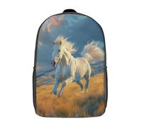 kaiyun Prairie Sacs À Dos Adolescents,Design Respirant Voituretable Cheval blanc,Sac À Dos Enfant Pour Ecole,Garçon,Fille,Primaire 17inch