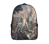 kaiyun Prince et Princessee chevauchant des chevaux blancs Cartable Imprimé 3D Sac À Dos Pour Ordinateur Portable Unisexe Pour Enfants/étudiants/Adultes 16 inch