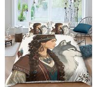 kaiyun Princesse louve Housse De Couette Parure De Lit 3 Pièces en Microfibre 3D Motif Imprimé avec Taies d'oreiller pour Adultes Enfants Double（200x200cm）