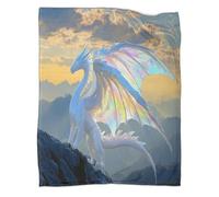 kaiyun Ptérosaure Clair Couverture Imprimée Chaude Et Douce pour Camping en Plein Air Lumière dorée et argentée Couvre-lit Quatre Saisons pour Chambre À Coucher 60x80inch(150x200cm)