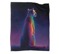 kaiyun Puma sous Les étoiles Couverture Imprimée en 3D Fourrure Arc-en-Ciel Édredon en Peluche Douce pour Lits Et Canapés De Vacances,50x60inch(127x152cm)