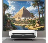 kaiyun Pyramidees d'Égypte Antique Tapisserie Avatars de sphinx, arbres et rivières 3D Tenture Murales Décorations Pour La Maison Pour La Chambre 70cmx100cm