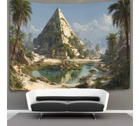 kaiyun Pyramides aztèques dans une oasis du désert Tapisserie Murale Tentures Murales Pour Salon Tenture Murale Décorative Pour Chambre 130cmx150cm