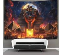 kaiyun Pyramides Night Sky Moon Tapisserie Murale À Suspendre Pharaons de l'Égypte ancienne Pour Chambre À Plage Couverture Salon Dortoir 130cmx150cm