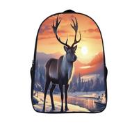 kaiyun ReinCerfSacs À Dos Pour Enfants École,Neige à l'aube Grande Capacité Adolescents Sac À Garçons Filles Voyage 16 inch