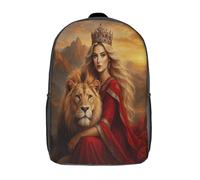 kaiyun Reine royale avec lion Sacs À Dos Étudiant Cartables Scolaires 3D Imprimé Style de portrait royal fantastique Sacs D'école Pour Garçons Filles 17inch