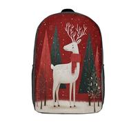 kaiyun Renne with Red Scarf, Christmas Tree Sacs À Dos Étudiant Cartables Scolaires 3D Imprimé Ambiance festive Sacs D'école Pour Garçons Filles 17inch