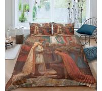 kaiyun Représentation médiévale de la fidélité Parure De Lit Housse De Couette 3 Pièces avec Taies d'oreiller 3D Motif, Literie en Microfibre,pour Adultes Et Enfants Double（200x200cm）