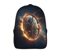 kaiyun Roue en bois volante brûlant dans l'espace Sac A Dos Ecole Primaire,Sac À Dos Pour Enfants - Sac De Livre D'école Adolescents Con Boucle De Réglage 16 inch