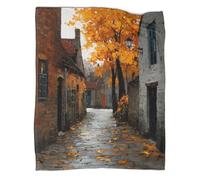 kaiyun Rue étroite en Automne 3D Literie Allée pavée Couverture De Lit en Peluche Imprimée Numérique pour Garçons Et Filles 60x80inch(150x200cm)