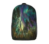 kaiyun Sac À Dos Aurores boréales over Birch Forêt Pour Enfants,Cartable École Garçons Filles,Sac De Sport Rucksack Réglables Avec Poche 17inch