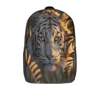 kaiyun Sac À Dos Loup Tigre blanc Pour Enfants,Voituretable École Garçons Filles,Animal Jungle tropicale,Sac De Sport Rucksack Réglables Avec Poche 17inch