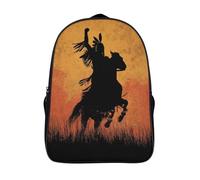 kaiyun Sac À Dos Silhouette de guerrière amérindienne à cheval Pour Enfants,Cartable École Garçons Filles,Sac De Sport Rucksack Réglables Avec Poche 16 inch