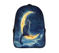 kaiyun Sac À Dos Silver Chat Pour Enfants,Voituretable École Garçons Filles,Lune,Sac De Sport Rucksack Réglables Avec Poche 16 inch