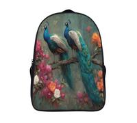 kaiyun Sac À Dos Two Elegant Paons Perched on A Branch in Full Bloom Pour Enfants,Cartable École Garçons Filles,Sac De Sport Rucksack Réglables Avec Poche 39x29x16cm