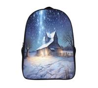 kaiyun Sac À Dos Village de Montagne Enneigée Pour Enfants,Voituretable École Garçons Filles,Scène nocturne,Sac De Sport Rucksack Réglables Avec Poche 16 inch