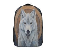kaiyun Sac À Dos White Loup Pour Enfants,Cartable École Garçons Filles,Style chamanique,Sac De Sport Rucksack Réglables Avec Poche 17inch