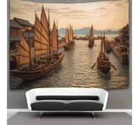 kaiyun Scène historique Tapisserie Murale À Suspendre, Route maritime de la soie Pour Décoration De Chambre À Coucher,fête D'anniversaire Ou Toile De Fond De Jardin 130cmx150cm