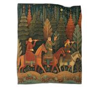 kaiyun Scène représentant des Nobles chassant en forêt Couverture Imprimée Chaude Et Douce pour Camping en Plein Air Couvre-lit Quatre Saisons pour Chambre À Coucher 60x80inch(150x200cm)