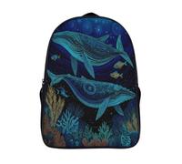 kaiyun Scène sous-marine de style aborigène à points avec baleines et coraux Sac A Dos Scolaire, Cartable Fille Garçons Enfant,Adolescent Loisir Voyage Utilisation Quotidienne 16 inch